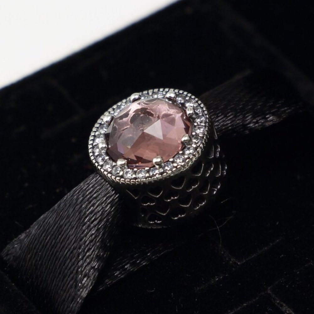 Pandora Charms ALE Sterling Silver Pink Crystal Bracelet Bead Charm Pendant